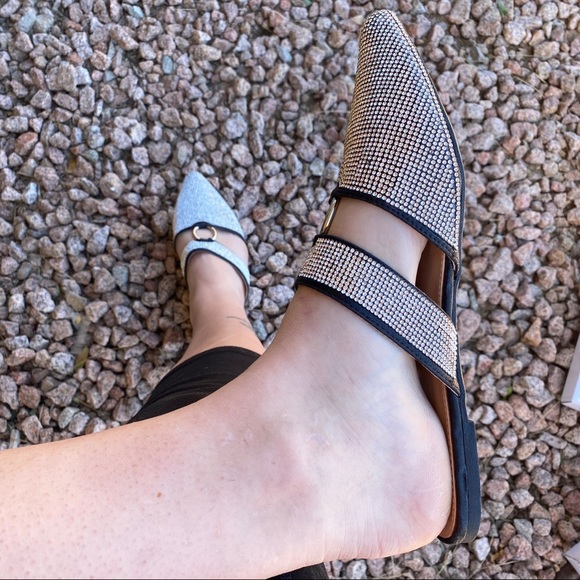 NIB Bling Rhinestone Sparkly Ring Mules Flats - Picture 5 of 10